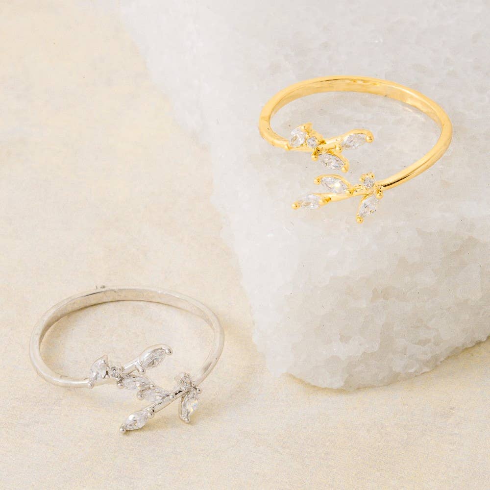 Gold Dipped Open Leaf Twist Ring