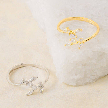 Gold Dipped Open Leaf Twist Ring