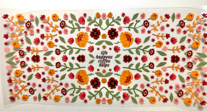 16oz Glass Cup with lid and straw (assorted designs)