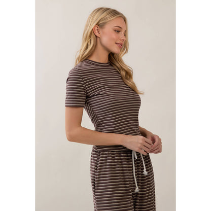 Everyday Ease Striped Lounge Set- Mocha