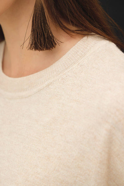 Oatmeal Short Sleeve Sweater