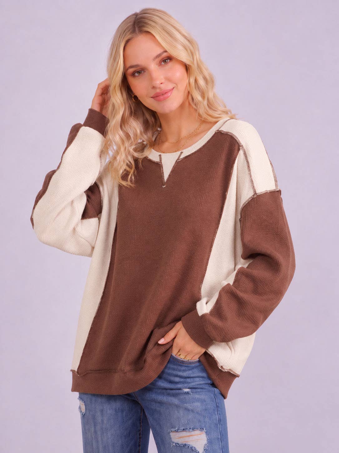 Olive Exposed Seam Sweatshirt