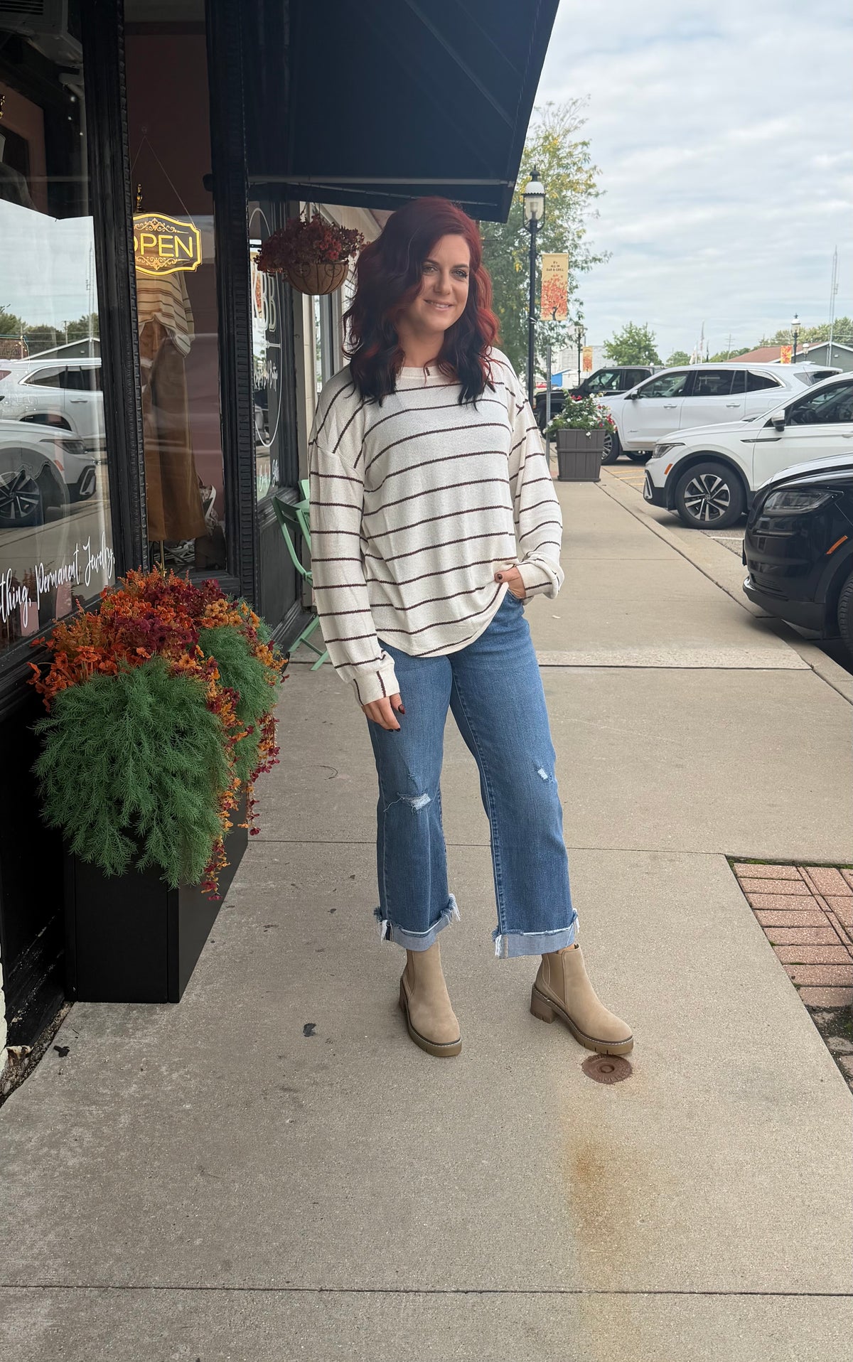 Poppy Cream Knit Striped Top
