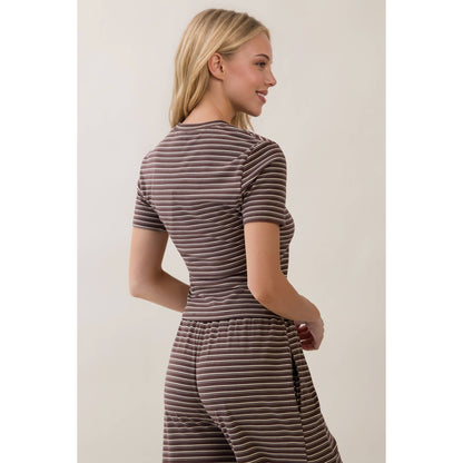 Everyday Ease Striped Lounge Set- Mocha
