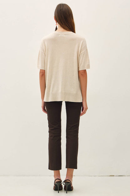 Oatmeal Short Sleeve Sweater