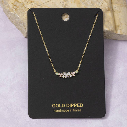 Gold Dipped Floral Cluster Station Necklace