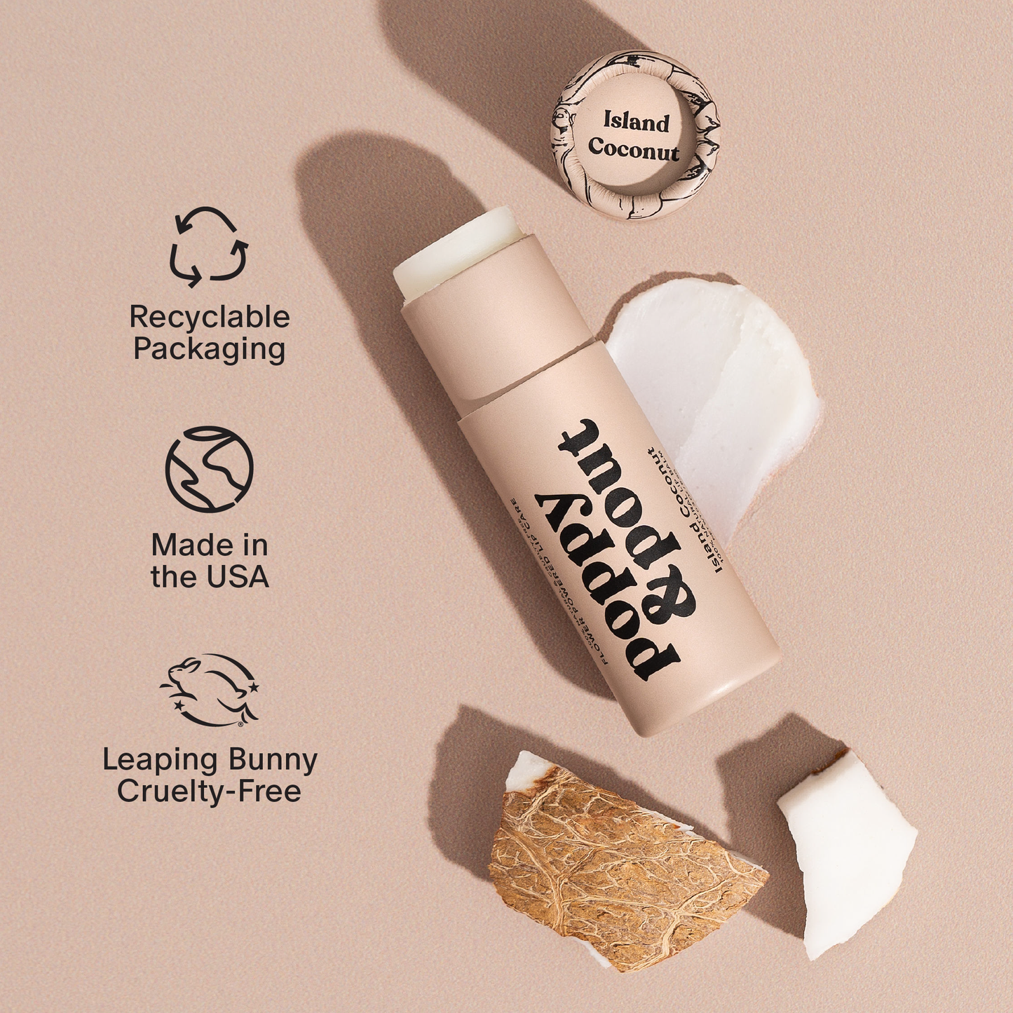 Island Coconut Poppy & Pout Lip Balm