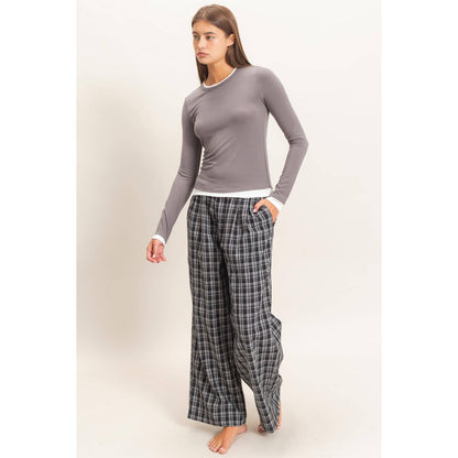 Charcoal Layered Effect Long Sleeve Top