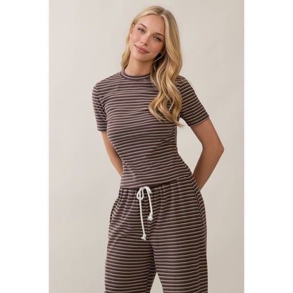 Everyday Ease Striped Lounge Set- Mocha