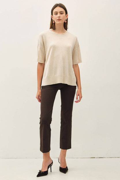Oatmeal Short Sleeve Sweater