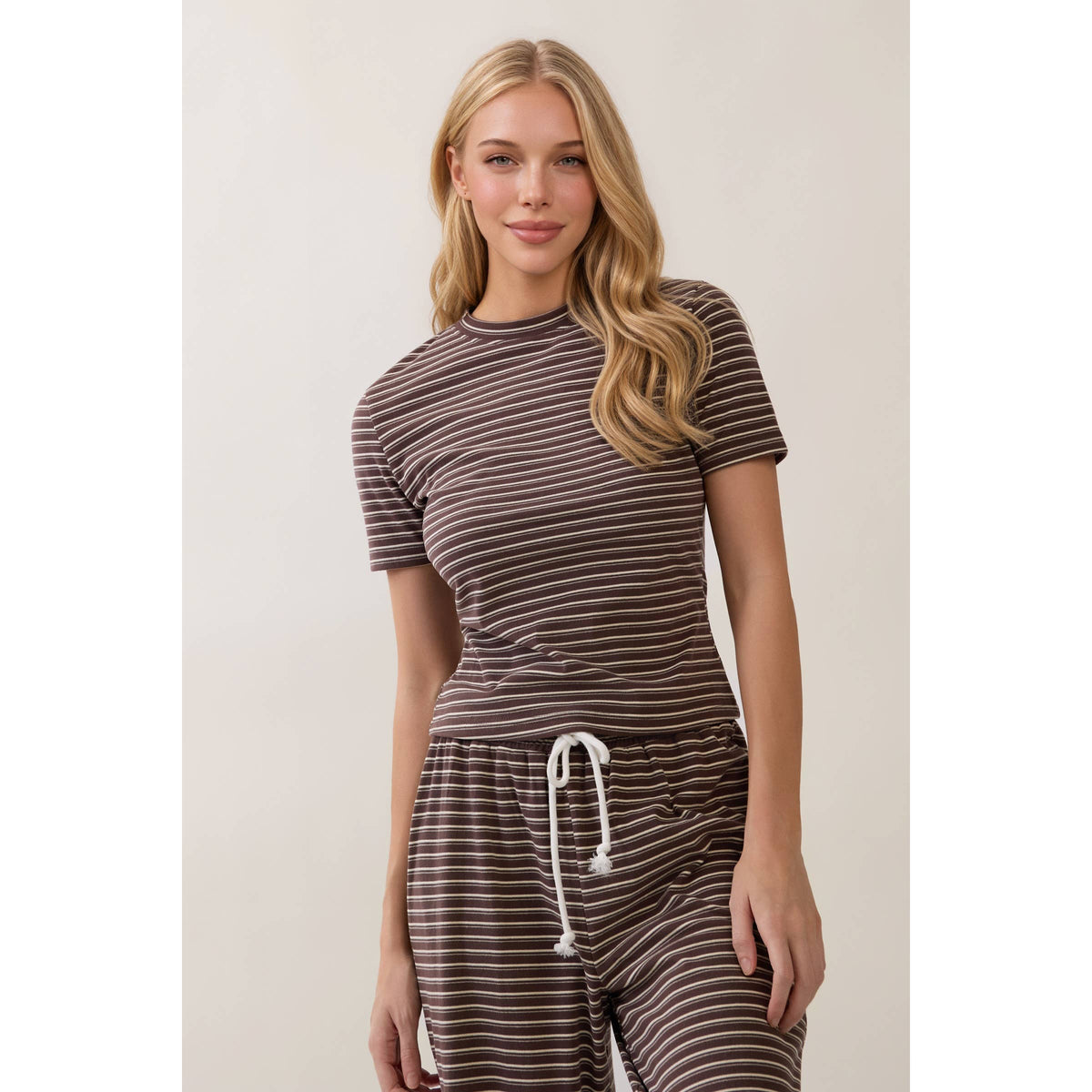 Everyday Ease Striped Lounge Set- Mocha