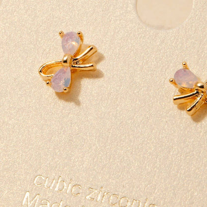 Gold Dipped Mini Bow Stud Earrings