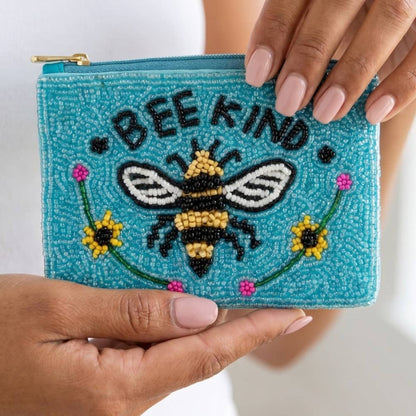 Bee Kind Beaded Coin Pouch