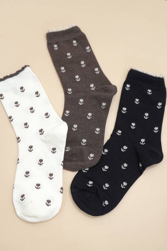 WOMAN BREATHABLE FLORAL COTTON SOCKS