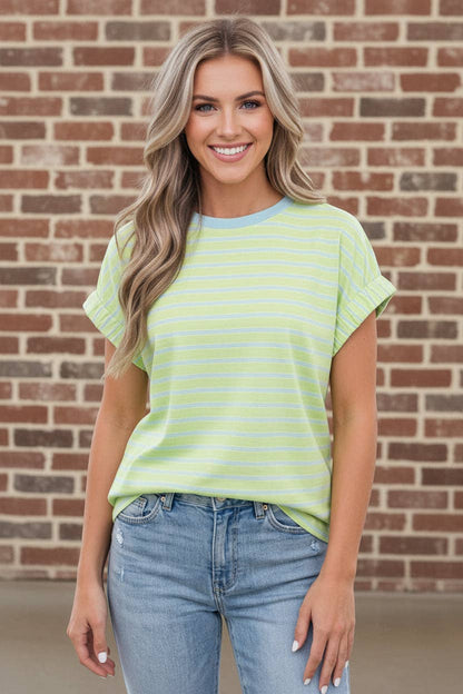 Classic Striped Tee with Rolled Cuffs