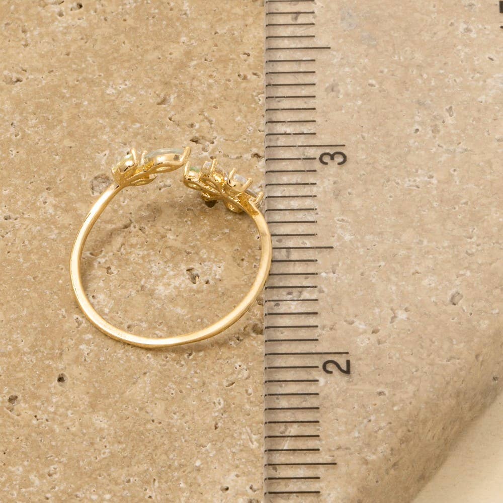 Gold Dipped Flower Leaf Open Ring