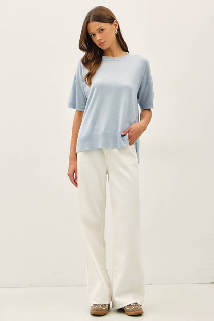 Baby Blue Short Sleeve Sweater