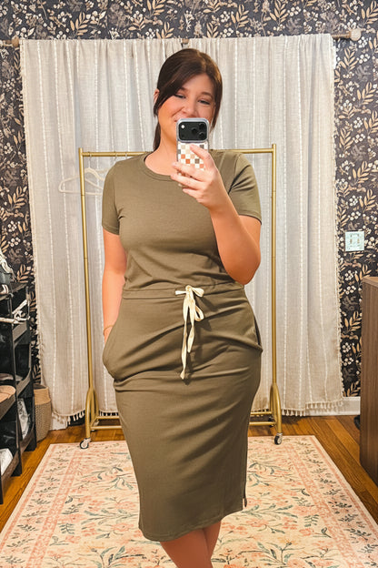 Drawstring Waist T-Shirt Dress
