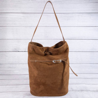Belt Closure Vegan Leather Bucket Bag