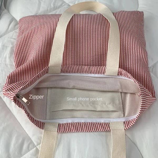 Large Organic colorful stripe Shoulder Tote Bag