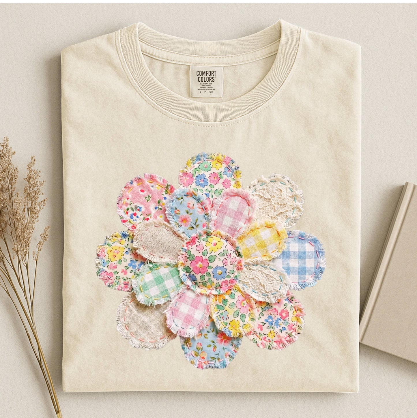 Spring Floral Quilted Patchwork Flower Comfort Color T-Shirt