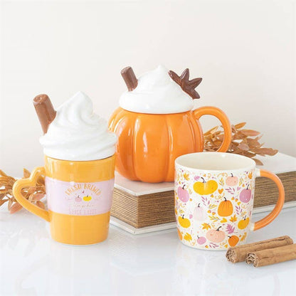 Pink and Orange Pumpkin Print Autumn Mug