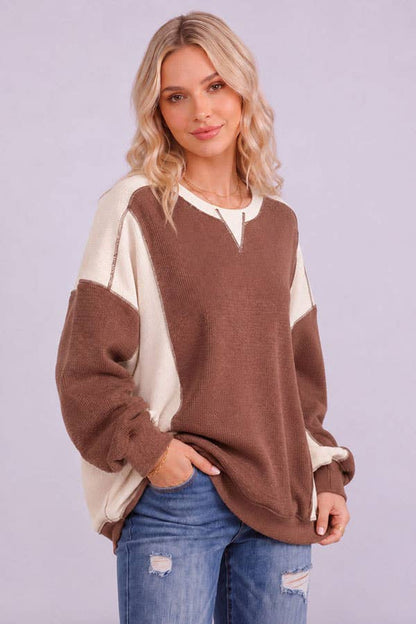 Olive Exposed Seam Sweatshirt