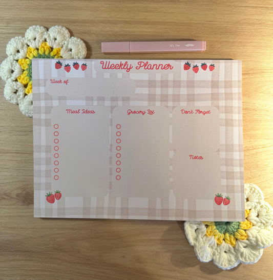 Strawberry Plaid Weekly Planner