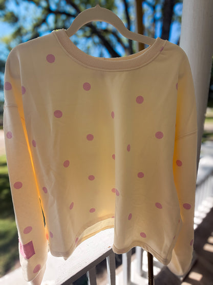 Butter Yellow Polka Dot Sweatshirt