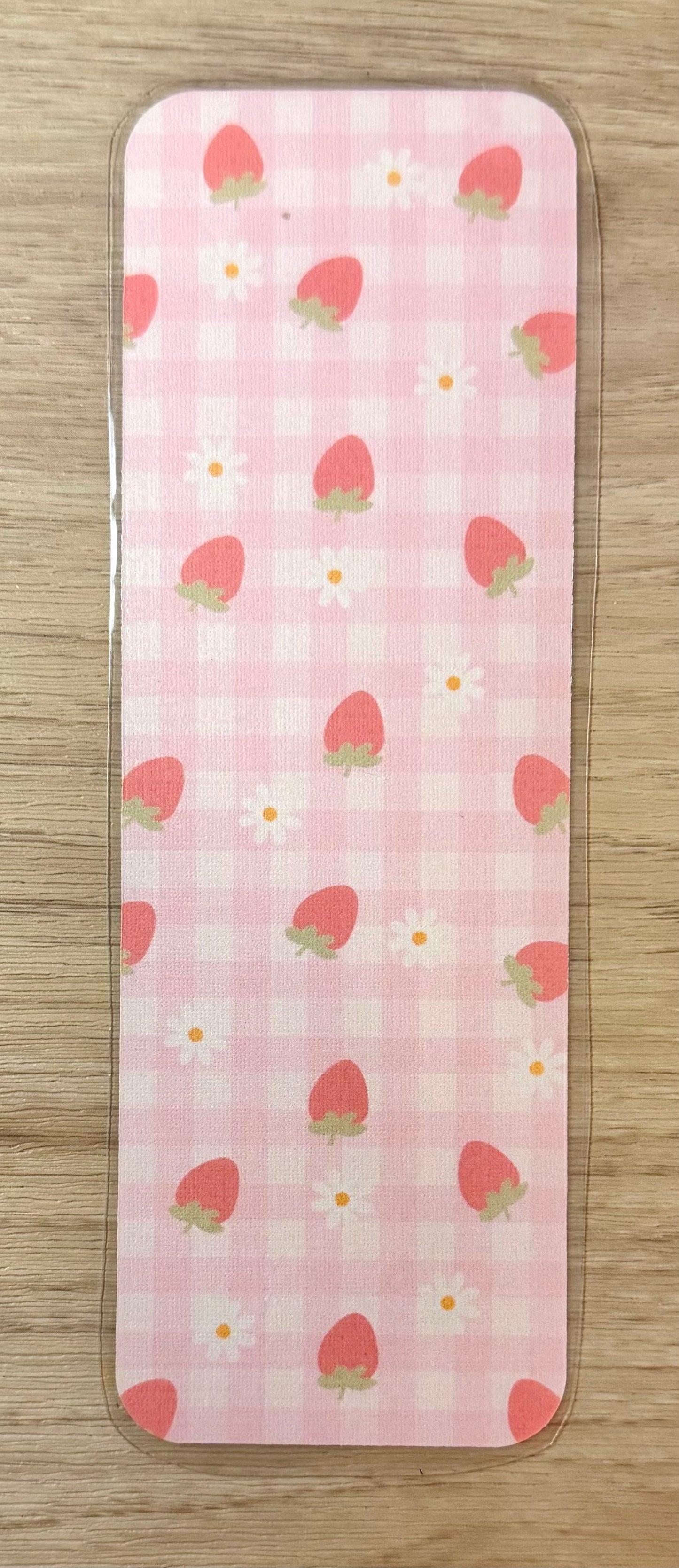 Strawberry Daisy Plaid Bookmark