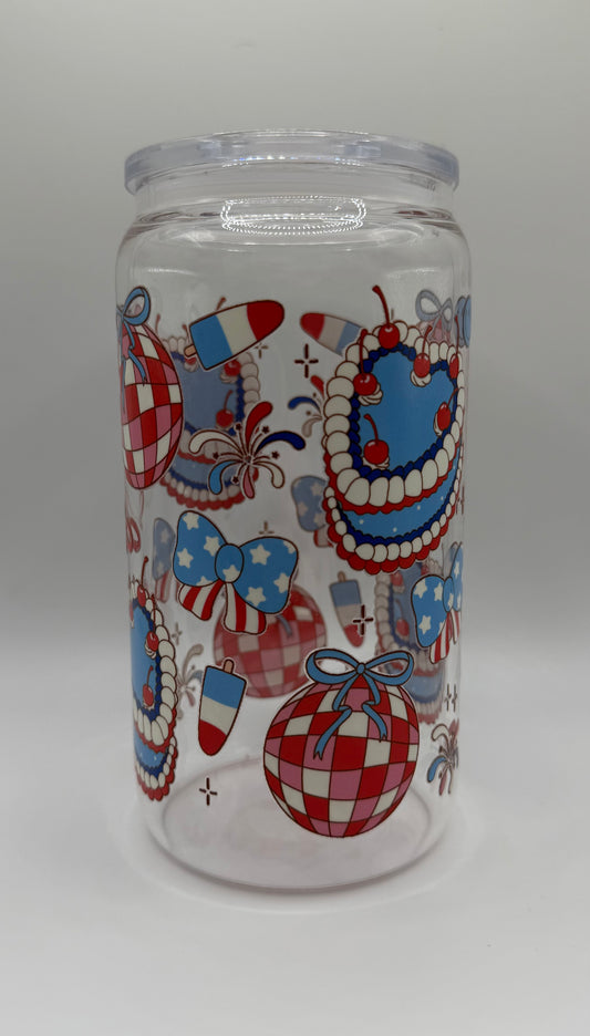 Patriotic Celebration 16oz Glass Cup