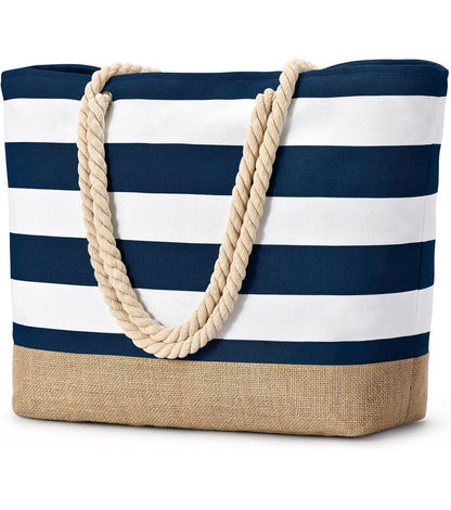 Striped Canvas Pool/Beach Bag- Waterproof, Sandproof