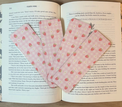 Strawberry Daisy Plaid Bookmark