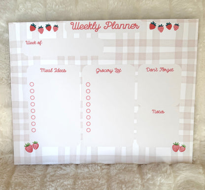 Strawberry Plaid Weekly Planner