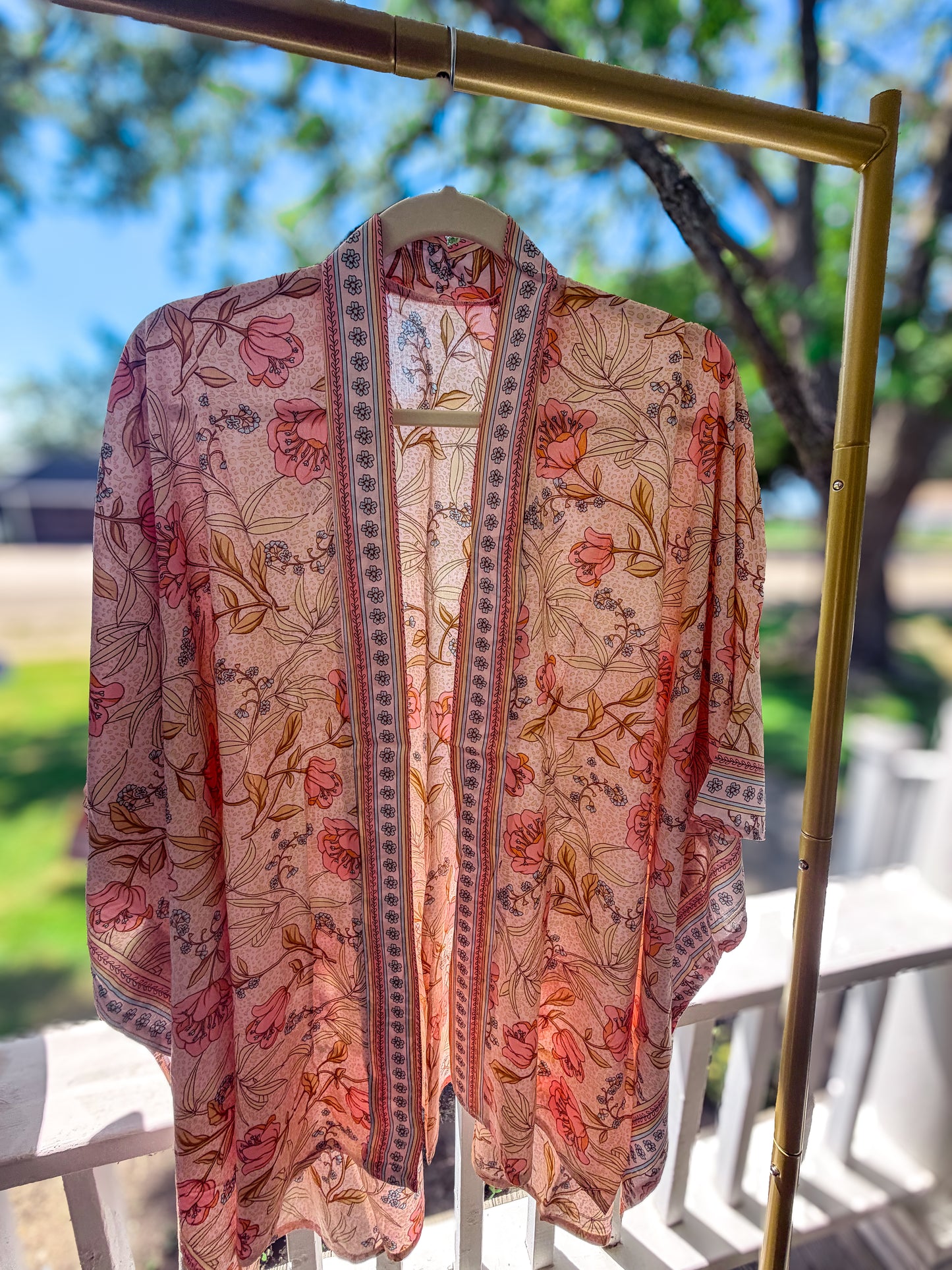 Blush Floral Boho Kimono