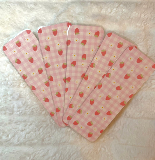 Strawberry Daisy Plaid Bookmark