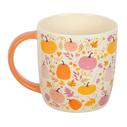 Pink and Orange Pumpkin Print Autumn Mug