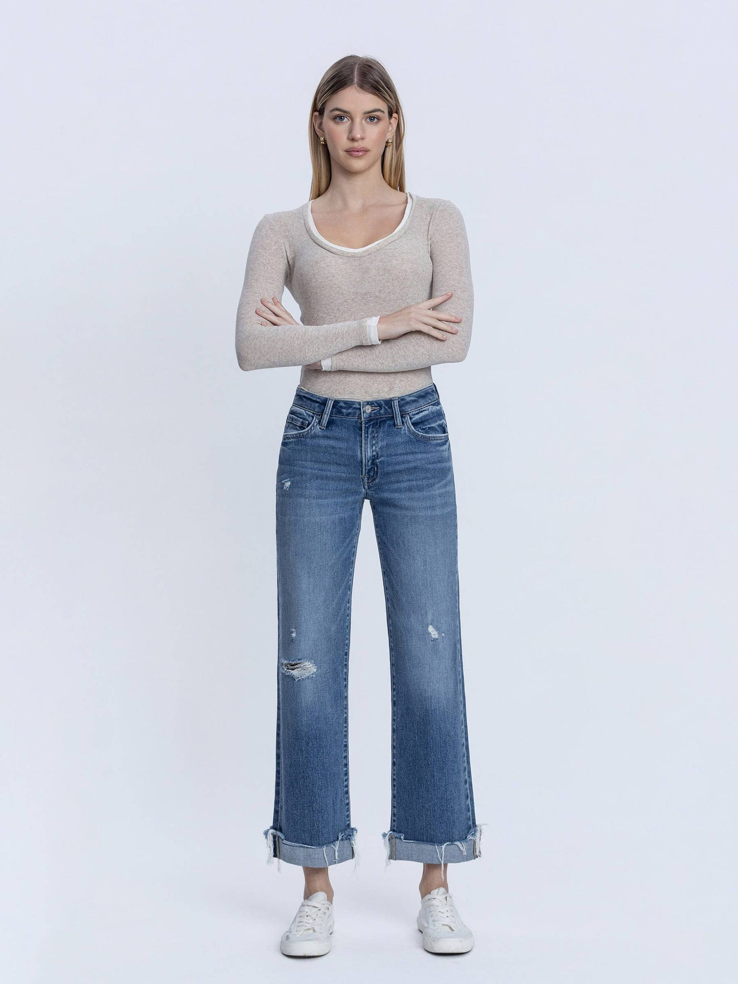 Day Trip Mid Rise Cuffed Denim- Vervet