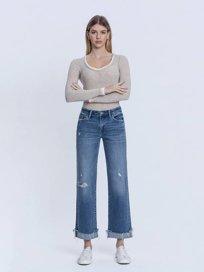 Day Trip Mid Rise Cuffed Denim- Vervet