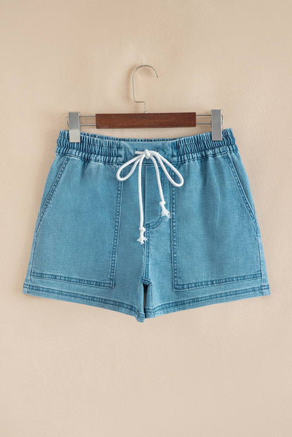 Drawstring Denim Shorts