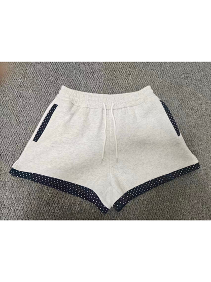 Pearl Grey Navy Blue Polka Dot Shorts
