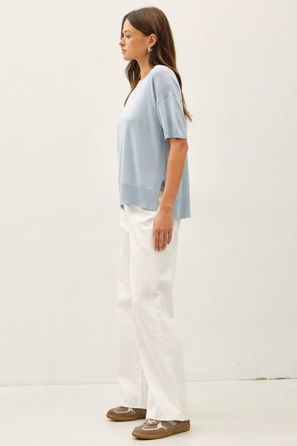 Baby Blue Short Sleeve Sweater