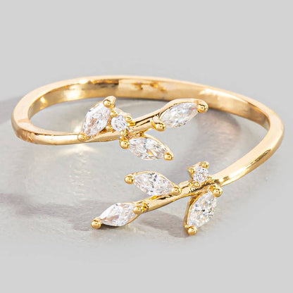 Gold Dipped Open Leaf Twist Ring