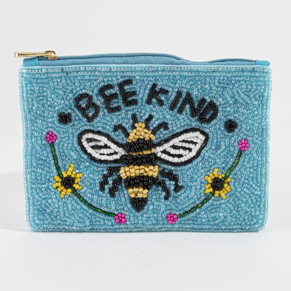 Bee Kind Beaded Coin Pouch