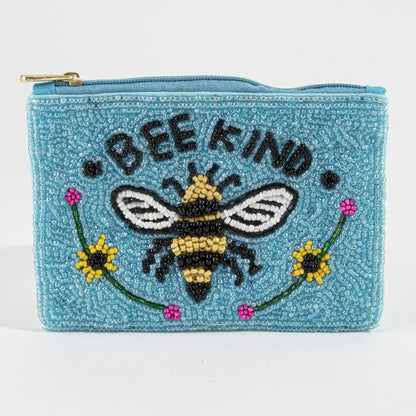Bee Kind Beaded Coin Pouch
