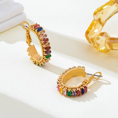 Multicolor Crystal Hoop Earrings