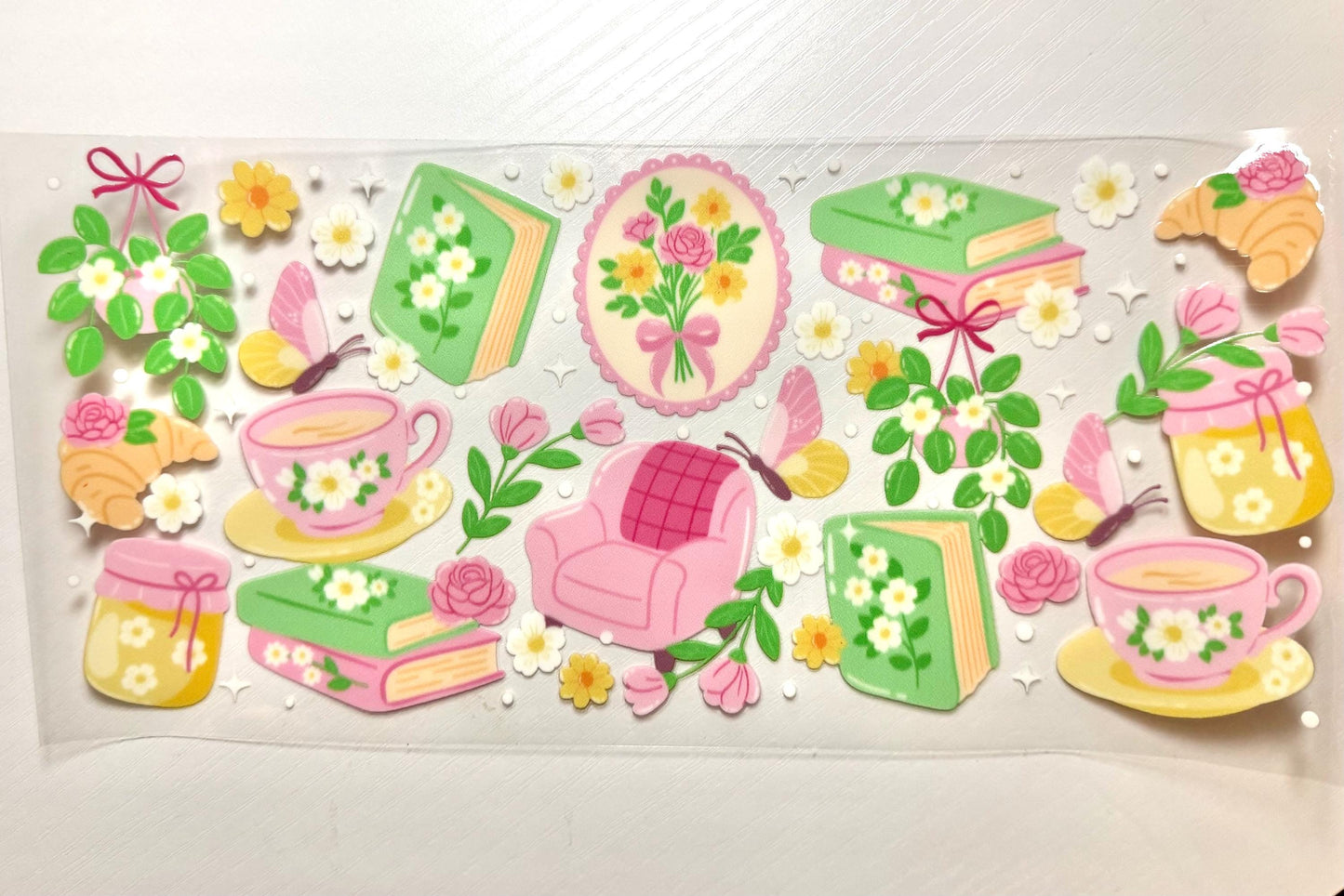 16oz Glass Cup with lid and straw (assorted designs)