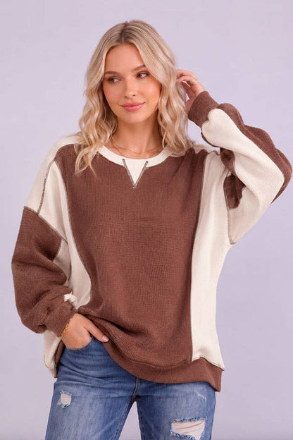 Olive Exposed Seam Sweatshirt