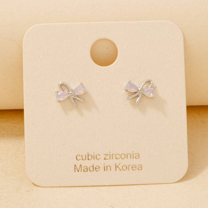 Gold Dipped Mini Bow Stud Earrings