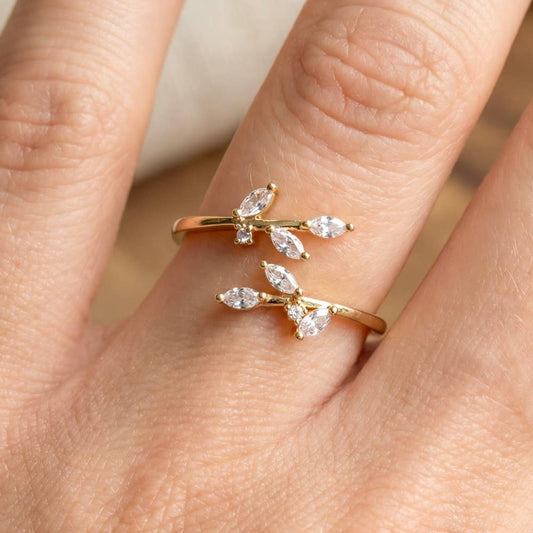 Gold Dipped Open Leaf Twist Ring